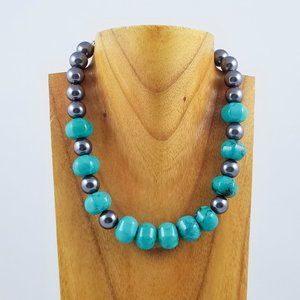 Turquoise & Black Pearl Necklace